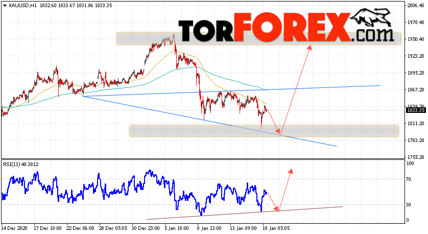 XAU/USD прогноз цен на Золото на 19 января 2021