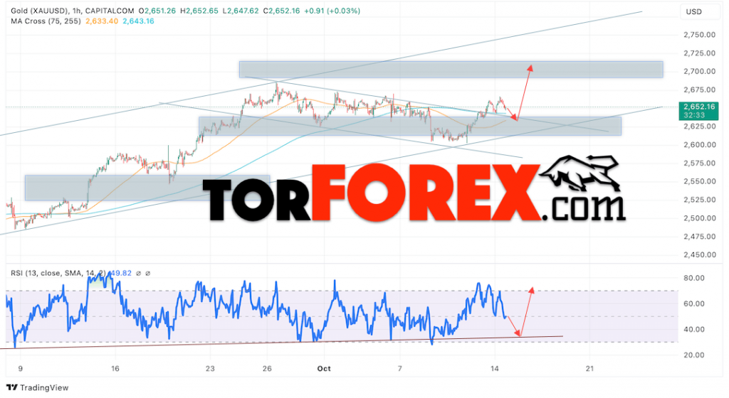 Цена Золота прогноз XAU/USD на 15 октября 2024