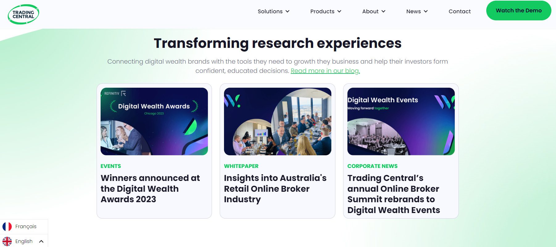 Сайт платформы Trading Central