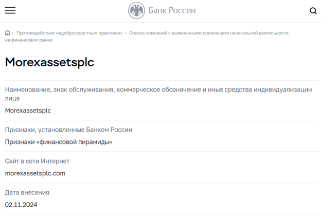 morex assets plc morex assets plc