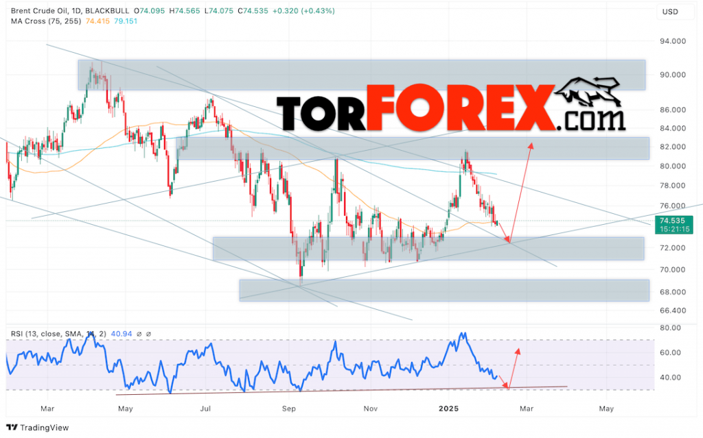 Brent прогноз нефти на 10 — 14 февраля 2025