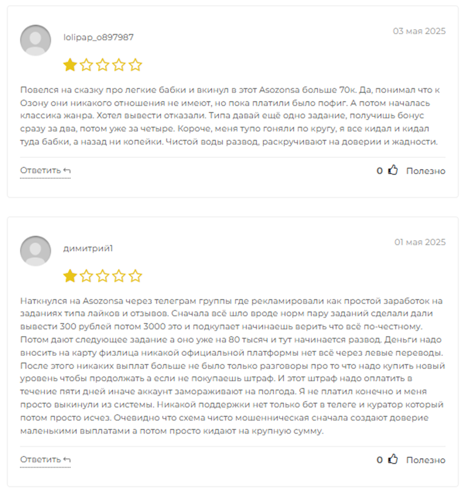 «Асозонса» отзывы «Асозонса» отзывы