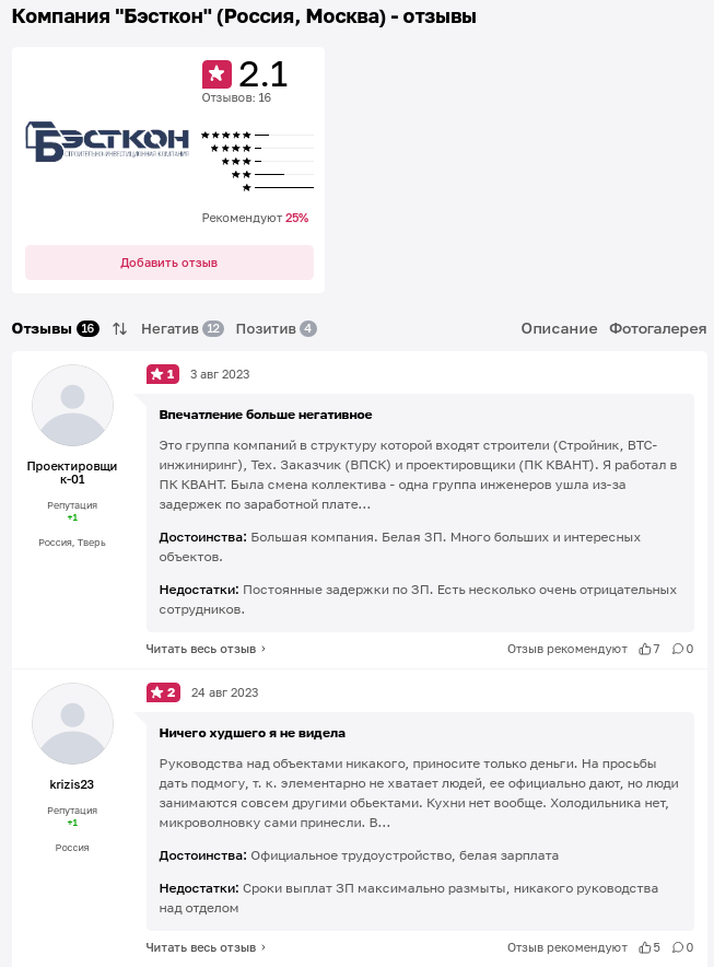строительно инвестиционная компания бэсткон отзывы сотрудников строительно инвестиционная компания бэсткон отзывы сотрудников
